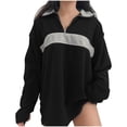 thumbnail image 1 of AherBiu Sweatshirt for Women Trendy Zip up No Hood Oversized Pullover Tops V Neck Collared Fall Shirts, 1 of 4