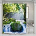 thumbnail image 4 of Mountain Stream Shower Curtains for Bathroom Green Trees Forest Waterfall Scene Bath Curtain Nature Fabric Bathroom Curtain Hook, 4 of 6