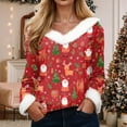 thumbnail image 2 of zaveiop Christmas Sweaters for Women Waffle Light Tree Star Snowflake Printed Fluffy Fuzzy V Neck Long Sleeve Shirts (Z4-Watermelon Red, M), 2 of 4