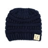 C.C Babies' Winter Knit Plain Cuff Skull Cap Beanie Hat, Solid Navy