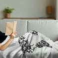 thumbnail image 3 of Wanderlust Soft Flannel Fleece Blanket, Modern Elements of Infographics Octopus Animal and the World Map Communication, Cozy Plush for Indoor and Outdoor Use, 50" x 70", Black White, by Ambesonne, 3 of 5