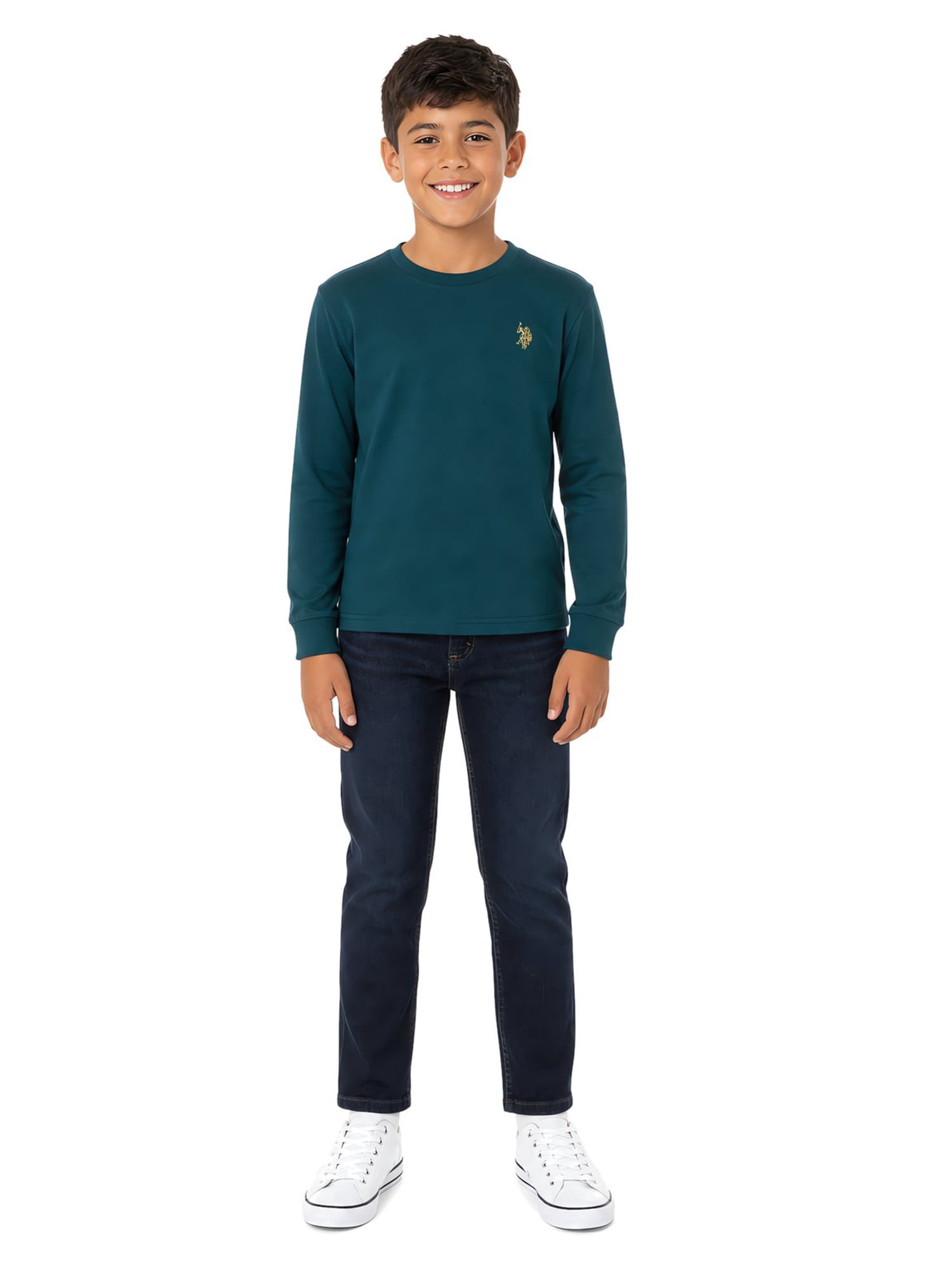 U.S. Polo Assn. Boys Long Sleeve Crewneck Shirt, Sizes 4-18