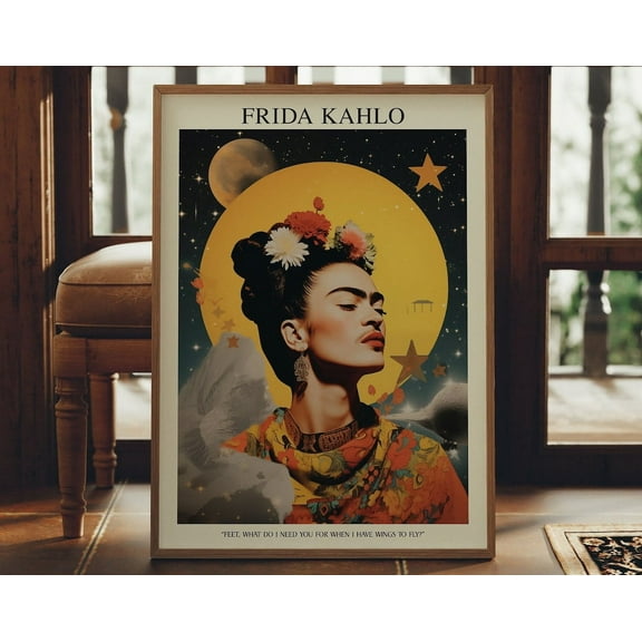 Kna Prints - 1 Pc Poster Frida Kahlo Retro Style Portrait, Frida Kahlo Print, Inpirational Quote, Feminist Art Print, Frida Kahlo , Prints Wall Art Wall Art, UNFRAMED-8x12