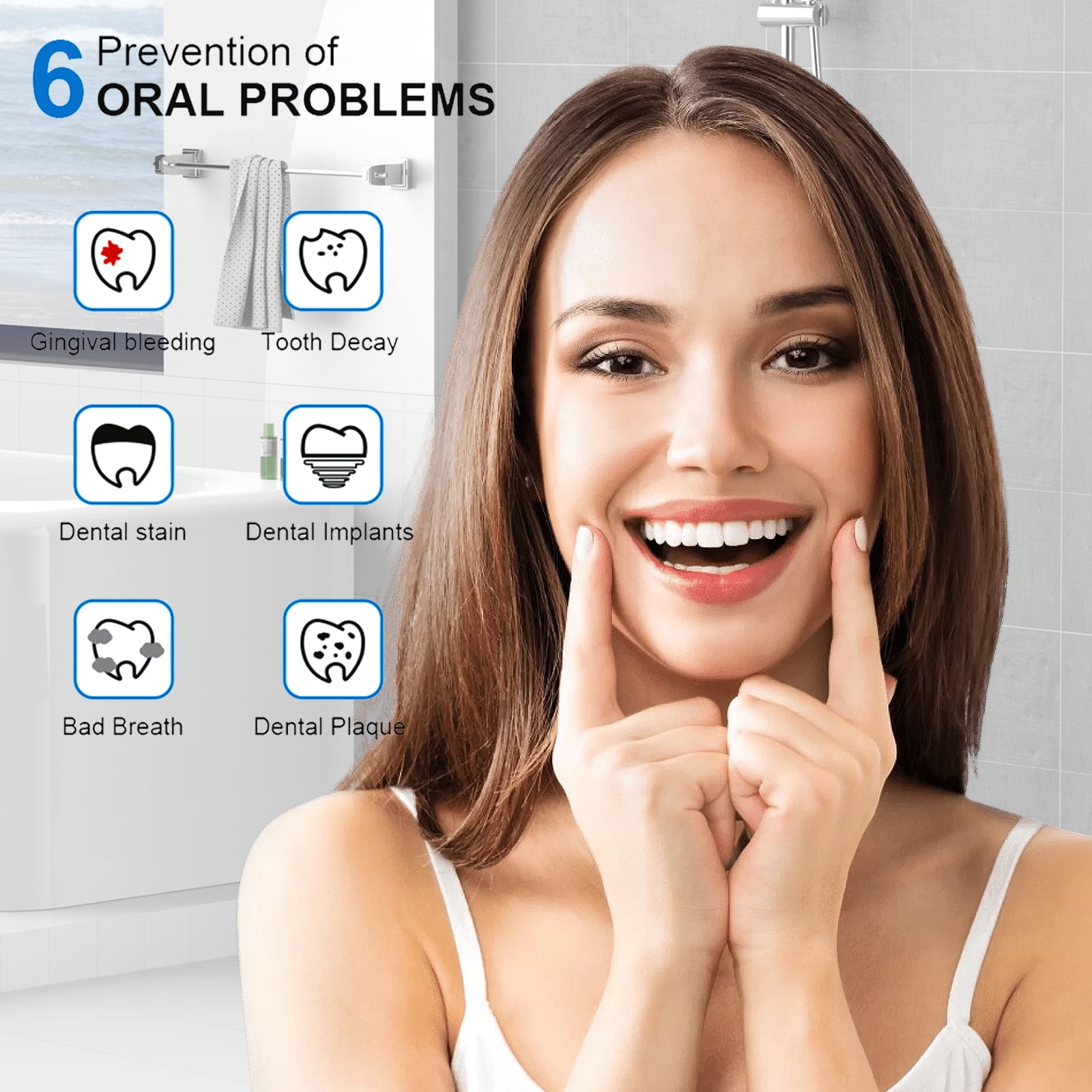 Korsmall Cordless Water Flosser for Teeth, Rechargeable Oral Irrigator with 4 Cleaning Modes, IPX7 Waterproof, for Home and Travel, White