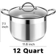 thumbnail image 2 of Stainless Steel Stock Pot - 12 Quart Heavy Duty Stock Cooking Pot with Visible Lid for Pasta, Soup, Spaghetti, Nonstick Thick Bottom Big Stockpot, Cookware for Canning, Boiling, Simmer, 2 of 6