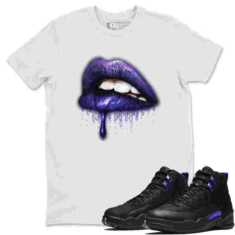 Dripping Lips T Shirt Jordan 12 Dark Concord Sneakers Matching