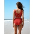 thumbnail image 5 of Sociala Ribbed Keyhole High Waisted Bikini Sets for Womens Tie Back Two Piece Swimwear, 5 of 6