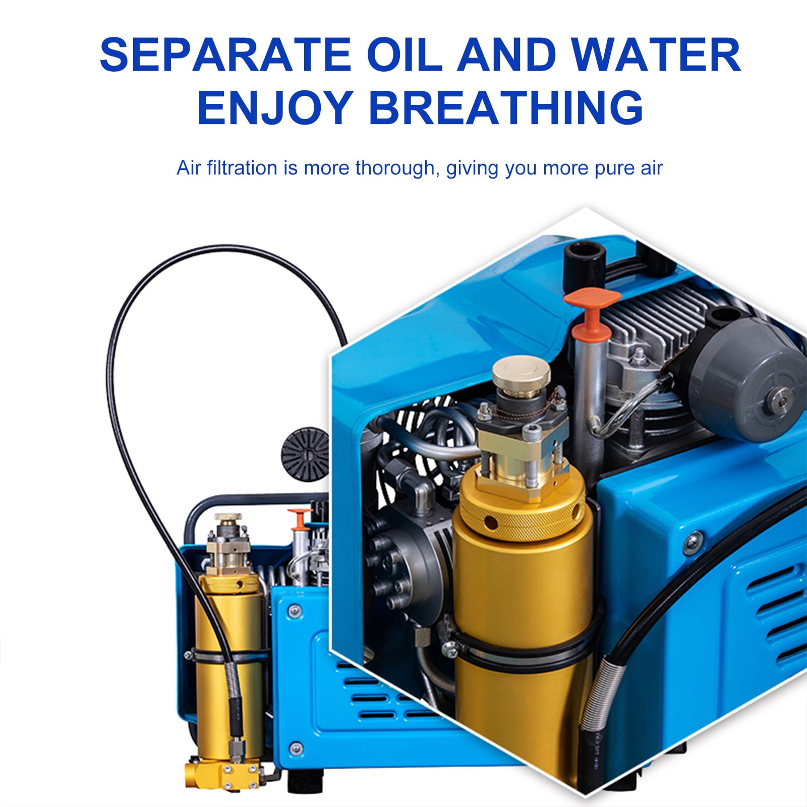TUXING 4500PSI Diving Air Compressor, Pcp Compressor,Water Sport, Built-in Oil Water Separator, for Filling Diving Scuba Tank , Firefighting, PcpAir Rifle 380V 50HZ Three phase motor (TXEDM043)