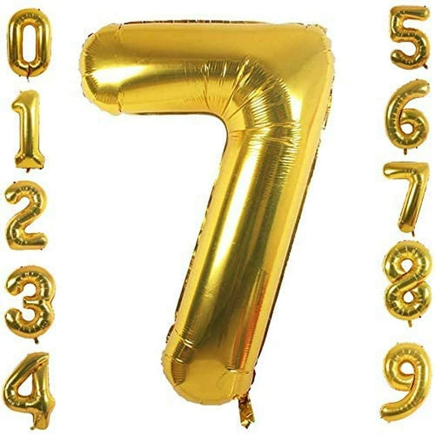 Globo de número dorado, un globo de número que se puede usar repetidamente. Globo de aluminio empaquetado individualmente para decoración de bodas, decoración de fiestas y (número dorado 0-9) Fokelyi ZJWJ126-8