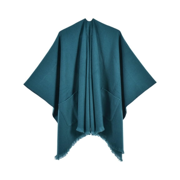 Dwellite Pashmina Shawl Wraps for Women, Knitted Cardigan Shawls Cape Wool blend shawl Knitted Shoulder Fleece Top Shaw Dark Blue