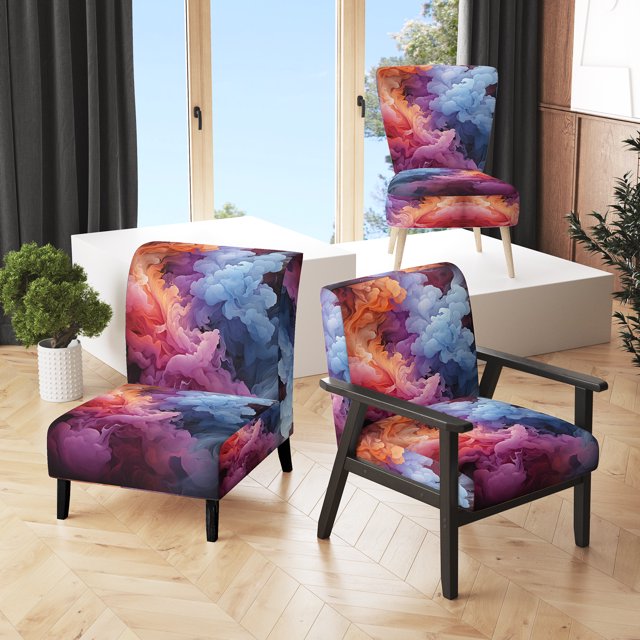 Designart "Nuance d'Une Nébuleuse Colorée" Chaise d'Appoint Rembourrée Multicolore - Chaise d'Astronomie et d'Espace pour Salon