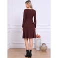 thumbnail image 3 of DARING DIVA Women's Knit Sweater Casual Square Neck Long Sleeve Dress L Deep Red, 3 of 6