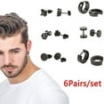 6 Pairs/set Stainless Steel Stud Earrings for Men Hoop Earrings