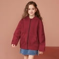 thumbnail image 5 of ZQUUVOU Children's Boys Girls Causal Jacket Solid Color Zipper Hoodie Sweatshit with Pockets Fall Thick Sleeve Outwear Red, 5 of 9