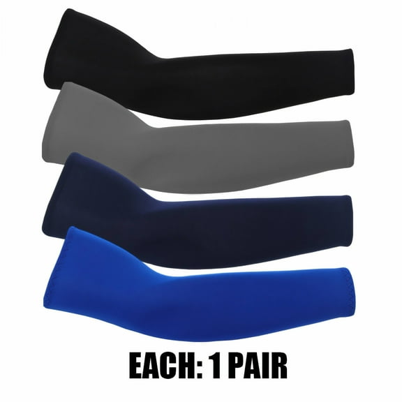 TELOLY 4Pairs Arm Sleeves,Cooling Fabric UPF50  Polyester Arm Sleeves for Women,Arm Fit 15" Sleeves to Cover Arms for Women,Multicolor1