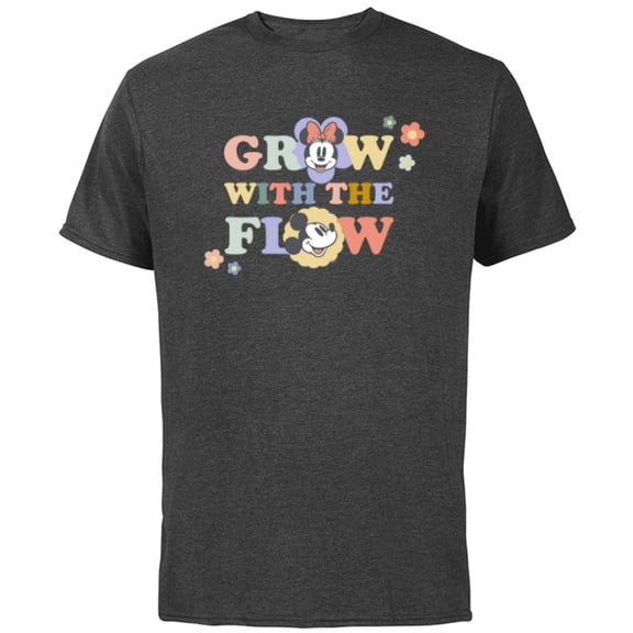 Disney Minnie and Mickey Mouse Grow with the Flow Springtime - Short Sleeve Cotton T-Shirt for Adults - Customized-Charcoal