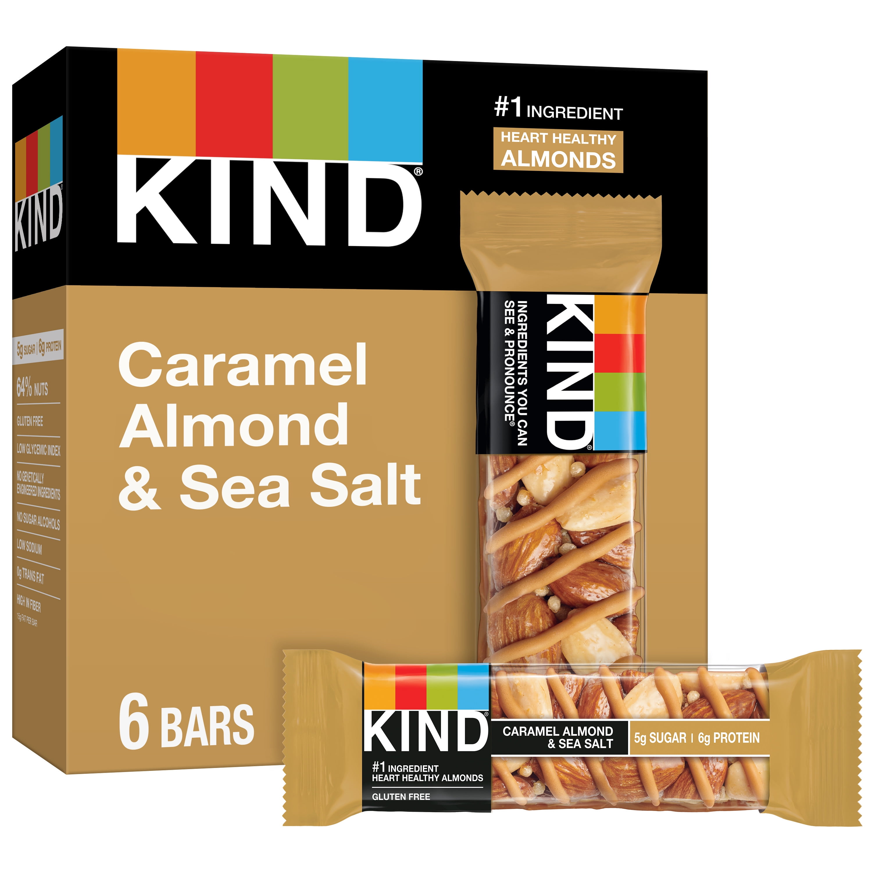 KIND Nut Bars, Caramel Almond & Sea Salt, 1.4 oz, 6 Count
