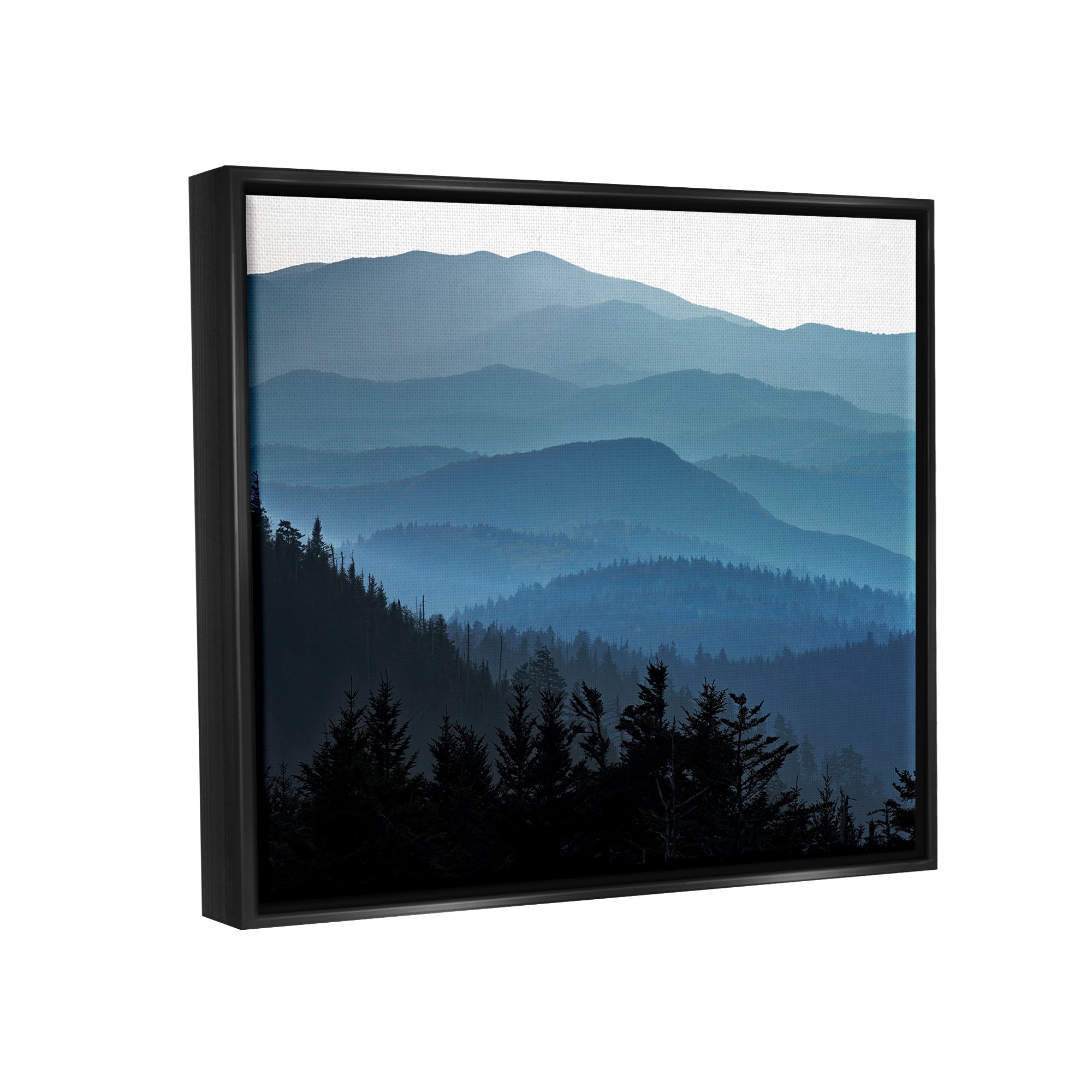 Stupell Blue Layered Mountain Peaks Landscape Photography Black Floater Framed Art Print Wall Art