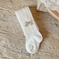 thumbnail image 3 of Ixbnca Girls Cable Knit Tights Stretchy Footed Leggings with Bows Cute Long Stockings Winter Warm Pantyhose, 3 of 7