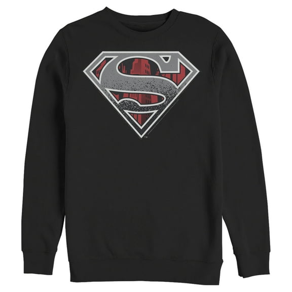 Men's Superman Logo Grunge Sweatshirt Black X Large