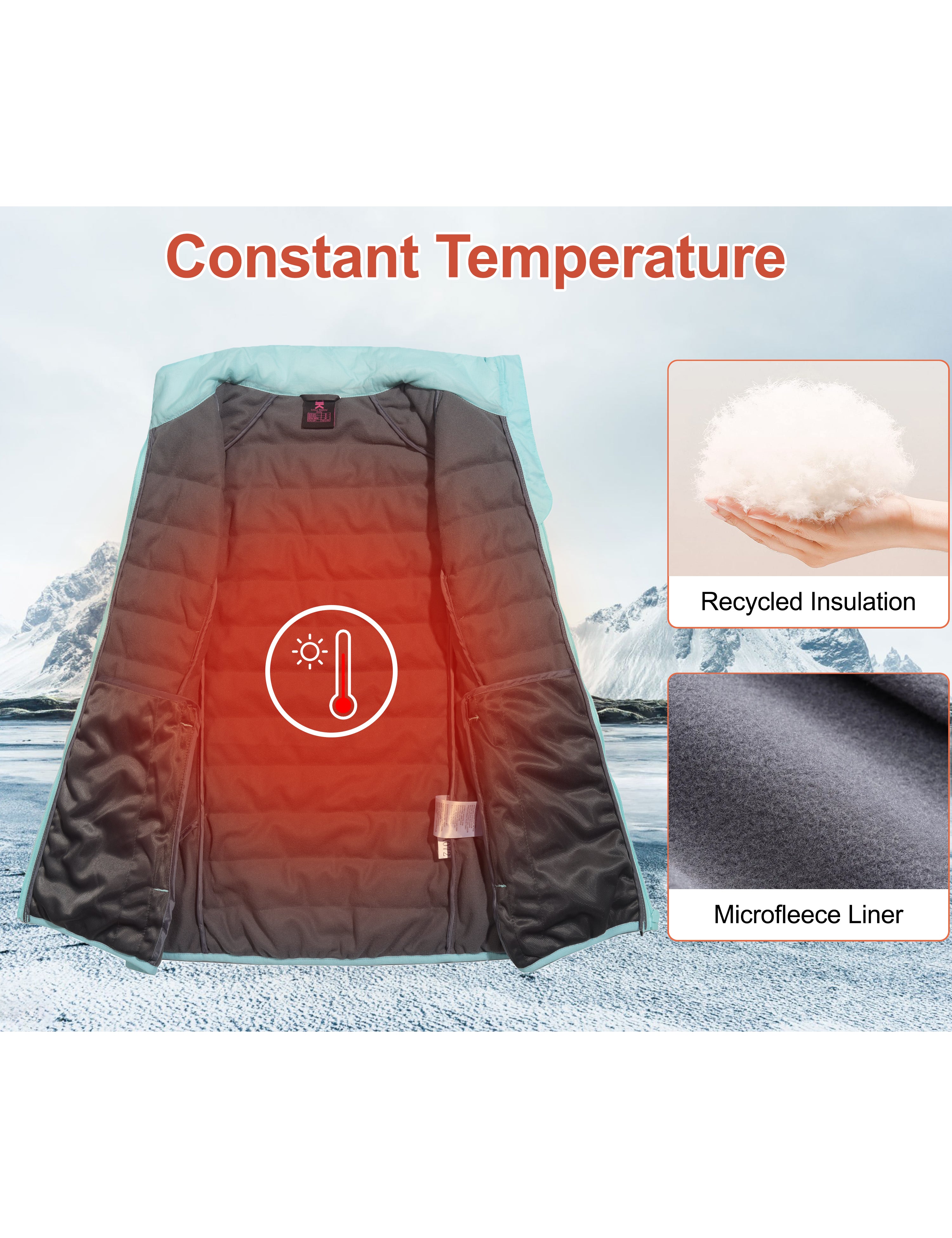 Little Donkey Andy Women's Packable Lightweight Puffer Vest with Recycled Insulation for Running Hiking Blue Glow XS