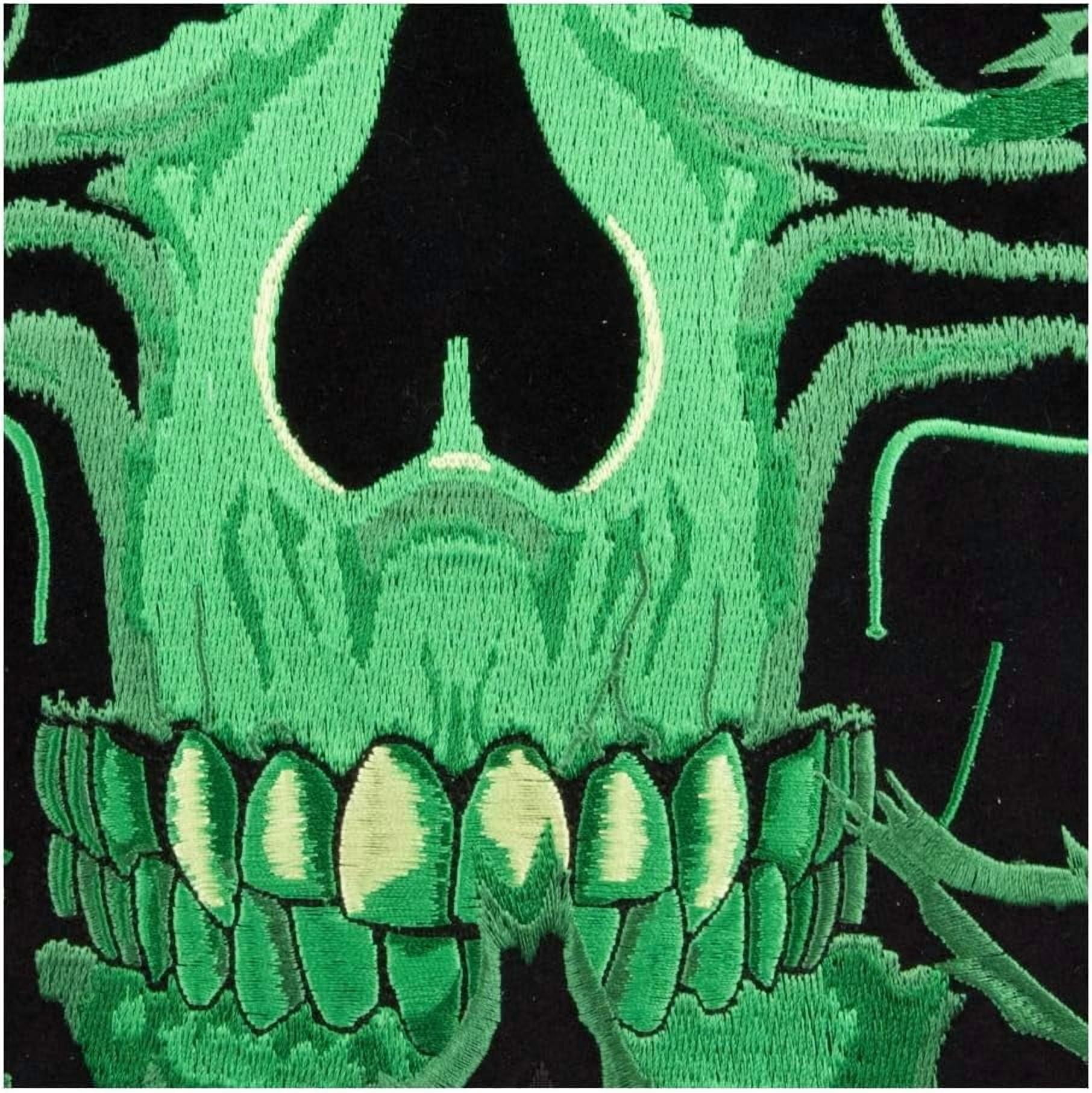 Celtic Green Clover Skull Patch, X-Large Size