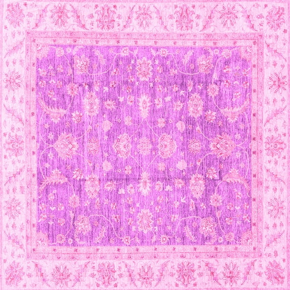 Ahgly Company Indoor Square Oriental Pink Traditional Area Rugs, 6' Square