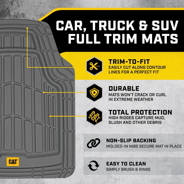 Caterpillar Camt-1003-gr 3-Piece Heavy Duty All Weather Rubber Floor Mats, Total Protection, Gray