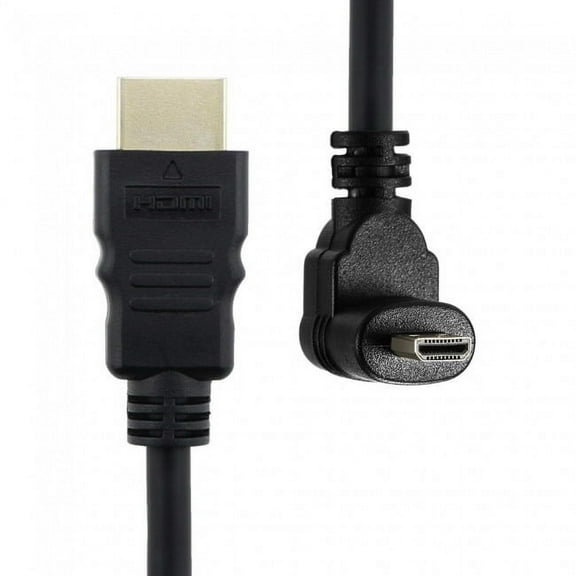 CY Up Angled 90 Degree Micro HDMI to HDMI Male HDTV Cable for Cell Phone Tablet Camera