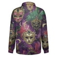 thumbnail image 6 of LNZGNM Mardi Gras Shirt Men Quarter Zip Big and Tall Carnival Graphic Printed Sweatshirts Stand Collar Long Sleeve Top Casual Winter Outerwear,Light Purple XL, 6 of 7