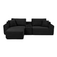 thumbnail image 3 of Modular Sectional Sofa, Deep Seat Corduroy Cloud Couch with Cup Holders, USB Ports& Storage Box, Sleeper Sofa Couch Boneless Couches with Movable Ottoman for Living Room, No Assembly Required(Black), 3 of 10