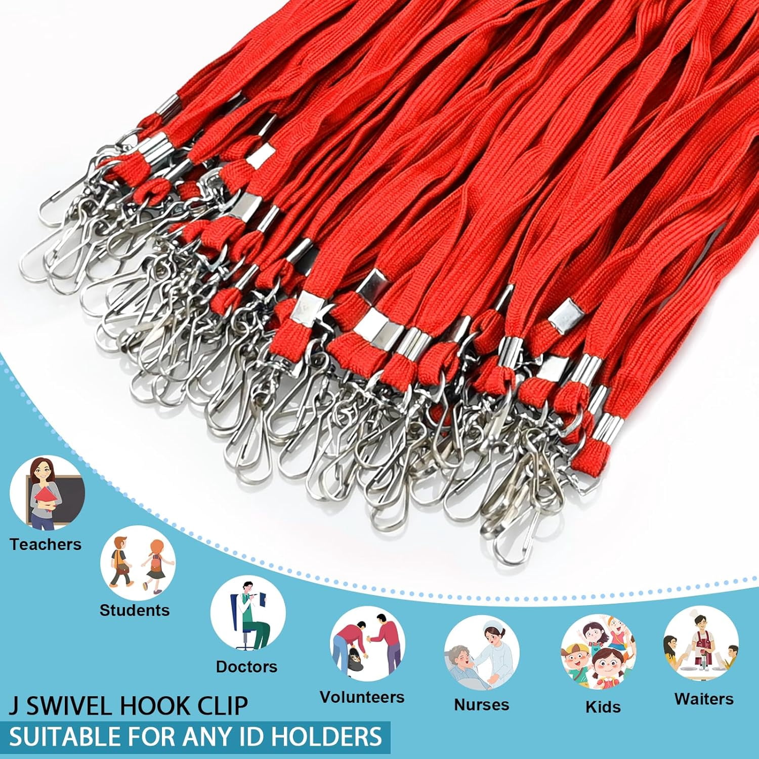 100 Pack Red Lanyards with Vertical Waterproof ID Card Holders, Clear Badge Holders for Office and School