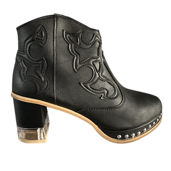 NOKIO Women'S Vintage Floral Ankle Boots Women'S Embroidered Vintage Ankle Boots Women's Embroidered Fashion Boots Welt Acrylic High Heel Ankle Boots Stylish Women'S Low Heel Ankle Boots