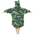thumbnail image 2 of Dailycode Wearable Blanket Hoodie Oversized Sherpa Flannel Blankets with Pocket for 3-14 Year Old Crocodile and Leaf, 2 of 7