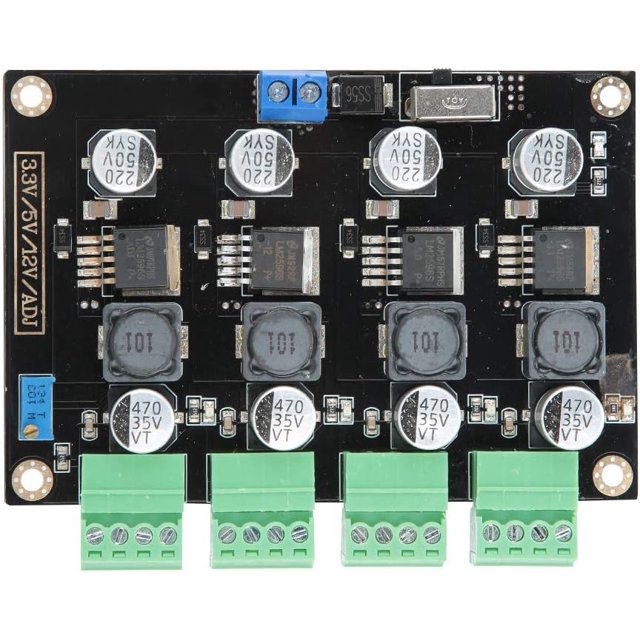 Module d'Alimentation à Découpage Multicanaux AVVEKI avec Convertisseur Buck de Sortie de Tension Réglable 3.3v / 5v / 12v / Adj, Excellente Alimentation à Puce LM2596, avec Multi-Sortie à 4 Voies, Protection contre les Surintensités A0508