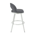 thumbnail image 3 of Charlotte 26" Swivel Counter Stool in Brushed Stainless Steel and Gray Faux Leather, 3 of 7