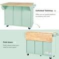 thumbnail image 5 of Kitchen Cart with Rubber wood Drop-Leaf Countertop ,Cabinet door internal storage racks,Kitchen Island on 5 Wheels with Storage Cabinet and 3 Drawers for Dinning Room, Black, 5 of 8