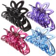 thumbnail image 1 of EeaseMX 4 pinzas grandes de plástico para el pelo para mujer, horquillas, accesorios para el pelo (azul, negro, vino tinto y morado), 1 of 8