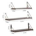 thumbnail image 5 of Floating Wall Shelves Set of 3, Rustic Wood Wall Mounted Storage Shelves with Triangle Metal Brackets, 5 of 7