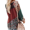 thumbnail image 5 of Blusas De Manga Larga Con Cuello En V Blusas De Manga Larga Con Estampado Floral Blusa Informal Para Mujer Blusa De Manga Larga Con Cuello En V Jersey Con Cordón Estampado Floral ANGGREK  No, 5 of 5