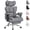 Gray-Adjustable Armrest, variant on Simple Deluxe 350lbs Executive Heavy Duty Office Chair for Big & Tall, PU Leather Ergonomic Reclining Desk Chair with Footrest, Pocket Spring Cushion, Black