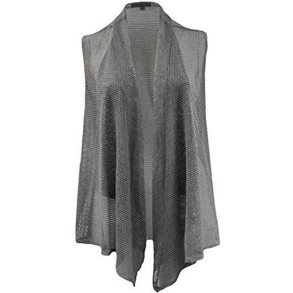 Plus Size Womens Sleeveless Open Front Cardigan Knit Vest Top Cover Up Grey 1X (16.033)