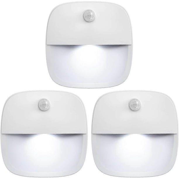 Upgraded Motion Sensor Light, Cordless Battery-Powered LED Night Light, Wall Light, Closet Lights, Safe Lights for Stairs(White - Pack of 3)