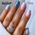thumbnail image 1 of Christmas Decoration Fofosbeauty False Nails, Coffin Press on Nails Tips Design, French Snowflake Blue, 1 of 9