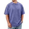 thumbnail image 2 of Dresfit Men's Big and Tall Shirt Acid Wash Crew Neck Work Out T Shirts Summer 2026 Short Sleeve Relaxed Fit Oversized Hawaiian Streetwear Baggy Loose Fit Tees Blue 3XL, 2 of 8