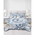 thumbnail image 2 of Quilts Queen Size Bedding Set, Blue Conch Coastal Reversible Summer Quilt 3 Pieces, Summer Beach Coral Starfish Shell Lightweight Bedspreads Coverlets with 2 Pillow Shams for All Seasons, 2 of 5