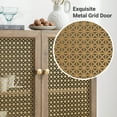 thumbnail image 2 of Sideboard Buffet Cabinet with Metal Grid Decorated, Wood Accent Storage Credenza Cabinet for Living Room, Hallway, Dining Room, Kitchen, Rustic Oak, 2 of 7