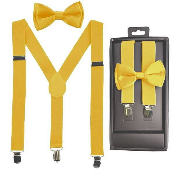 Yellow KIDS TODDLER CHILD BOXED GIFT SET SUSPENDERS and BOW TIE MATCHING Tuxedo Party