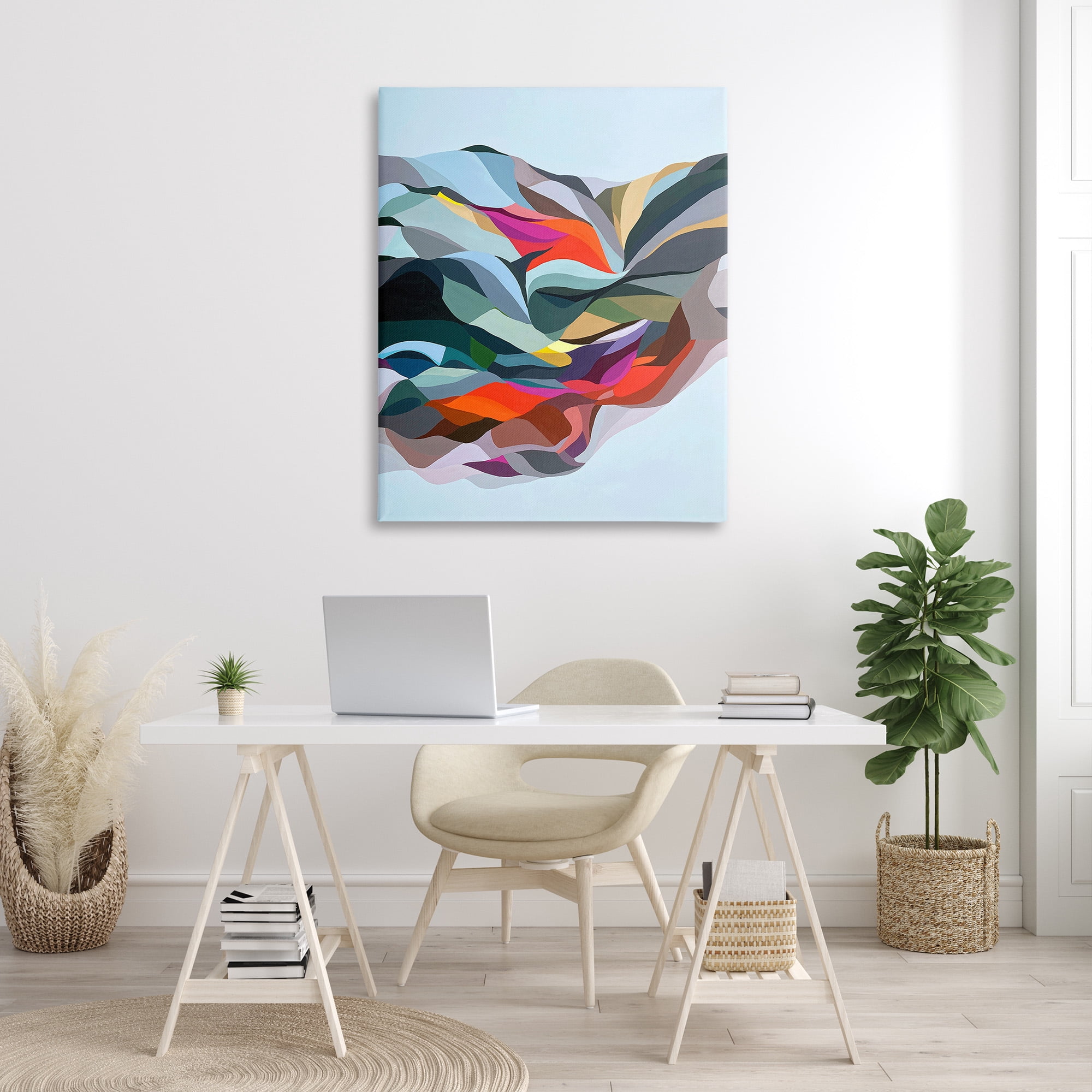 Stupell Industries Alternating Geometric Shapes Abstract Painting Gallery Wrapped Canvas Art Print Wall Art, 36 x 48