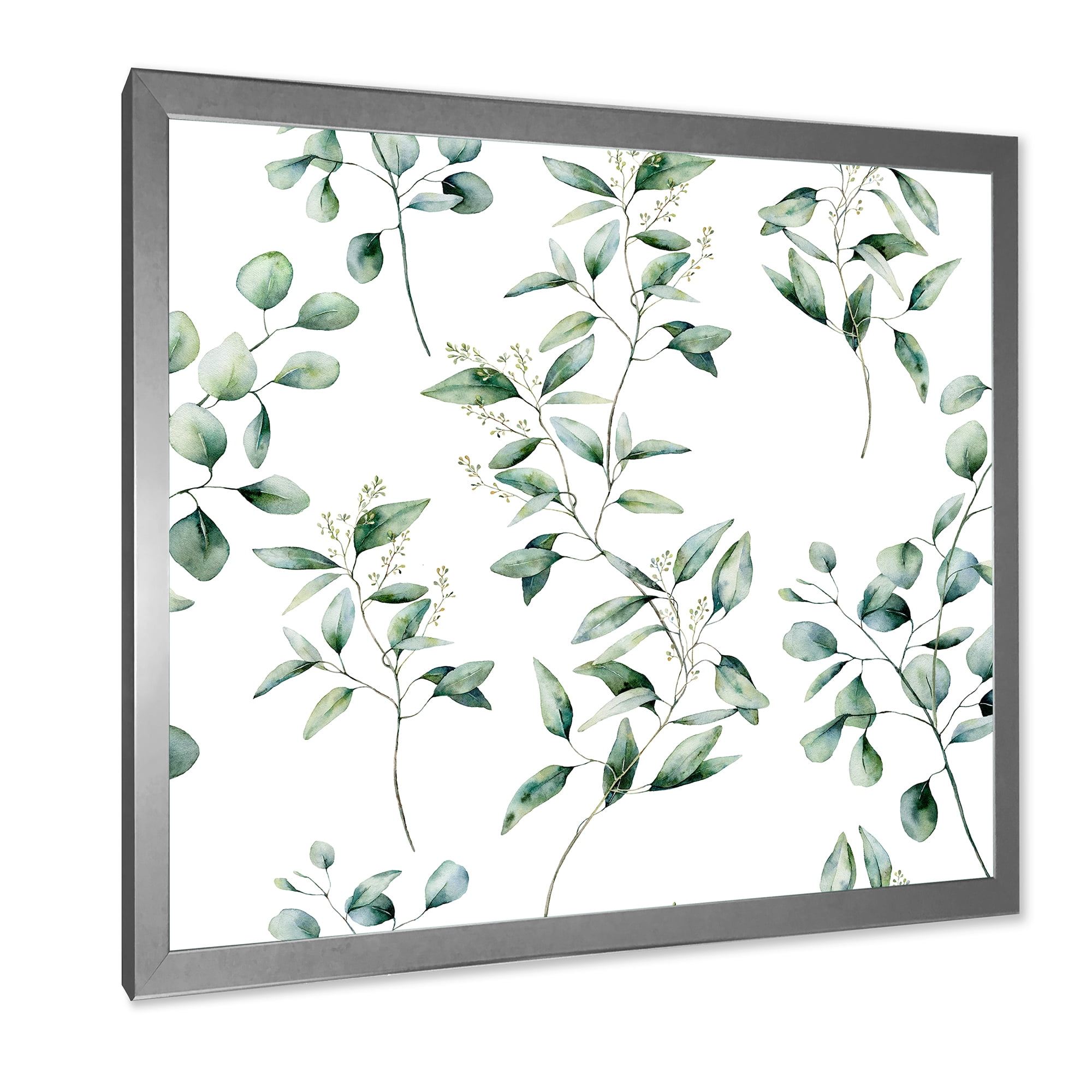 Designart 'Green Eucalyptus Plant Branches IV' Traditional Framed Art Print